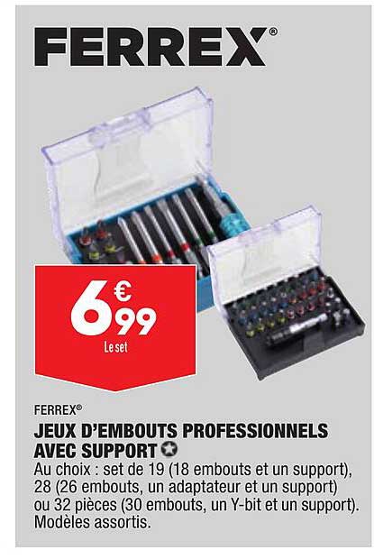 jeux d'embouts professionnels avec support ferrex