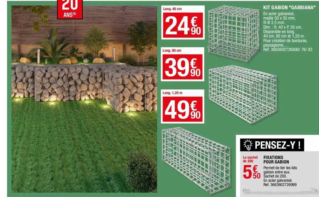 kit gabion "gabbiana", fixations pour gabion