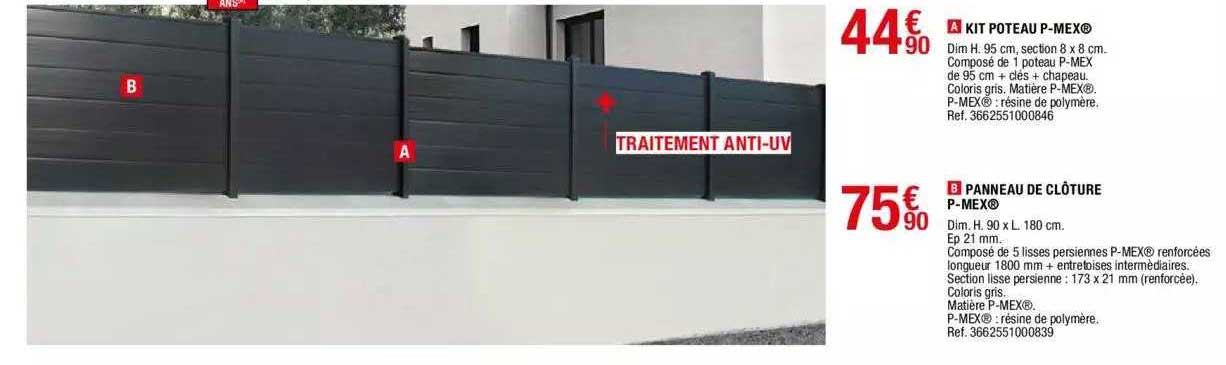 kit poteau p-mex, panneau de clôture p-mex
