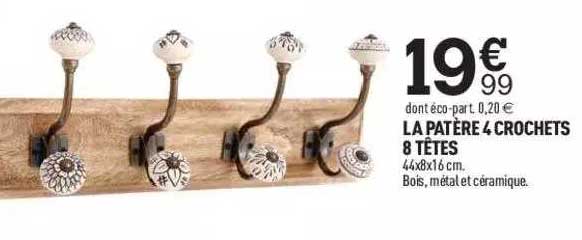 La Patère 4 Crochets 8 Têtes