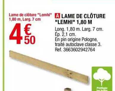 lame de clôture "lemhi" 1,80 m