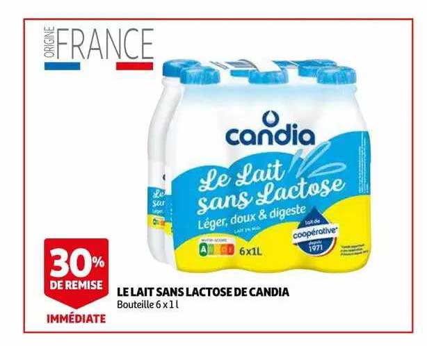 le lait sans lactose de candia