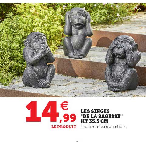 les singes "da la sagesse" ht 35,5 cm