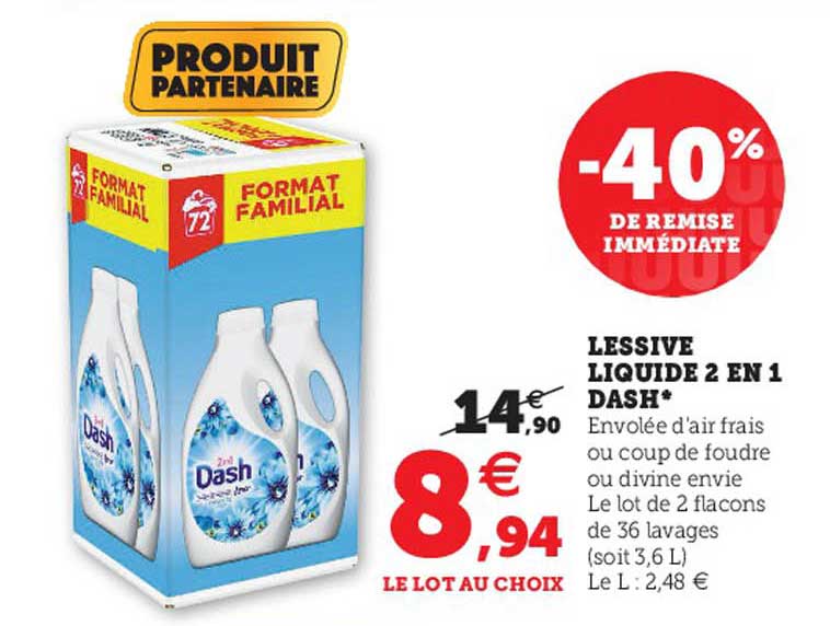 Lessive Liquide 2 En 1 Dash