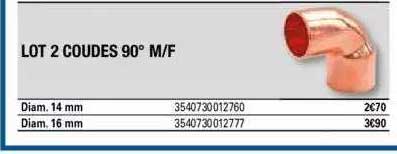 Lot 2 Coudes 90° M-f