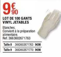 lot de 100 gants vinyl jetables