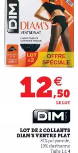 lot de 2 collants diam's ventre plat dim