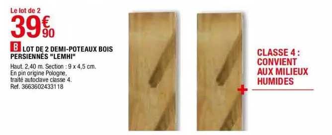 lot de 2 demi-poteaux bois persiennés "lemhi"