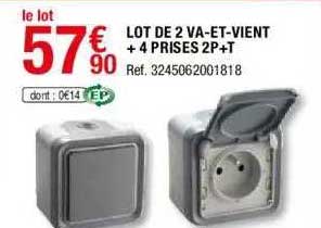 lot de 2 va-et-vient + 4 prises 2p+t