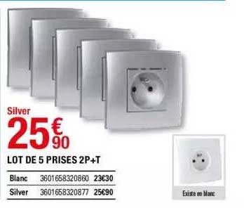 lot de 5 prises 2p+t