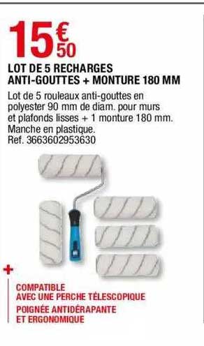 lot de 5 recharges anti-gouttes + monture 180 mm