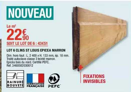 lot de 6 clins st louis épicéa marron