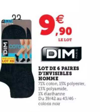 Lot De 6 Paires D'invisibles Homme Dim