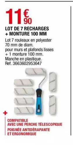 lot de 7 recharges + monture 100 mm