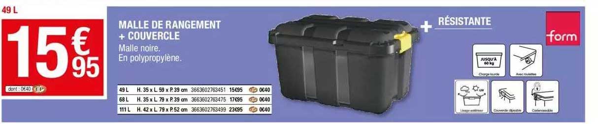 Malle De Rangement + Couvercle