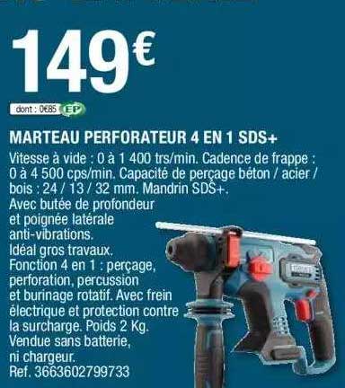 marteau perforateur 4 en 1 sds+