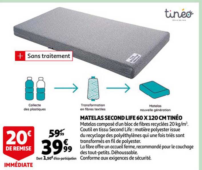 matelas second life 60 x 120 cm tinéo