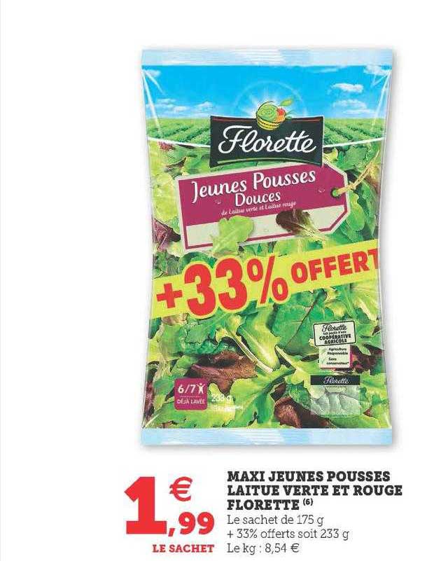 maxi jeunes pousses laitue verte et rouge florette