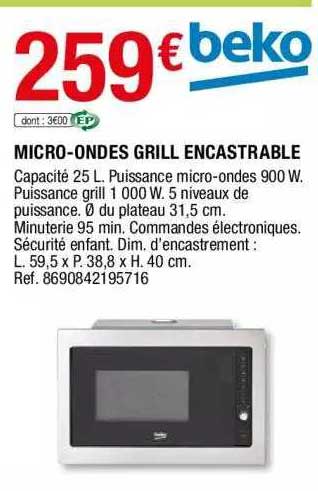 micro-ondes grill encastrable beko