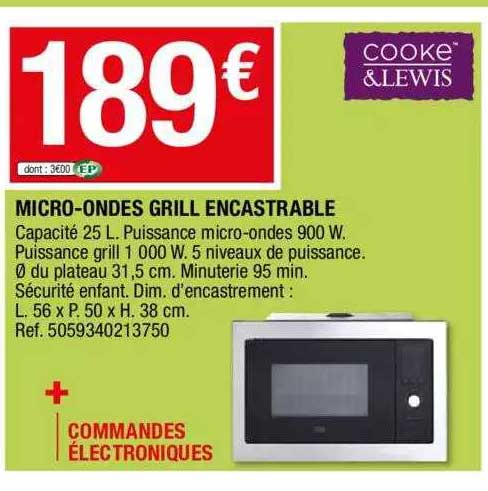 micro-ondes grill encastrable cooke & lewis