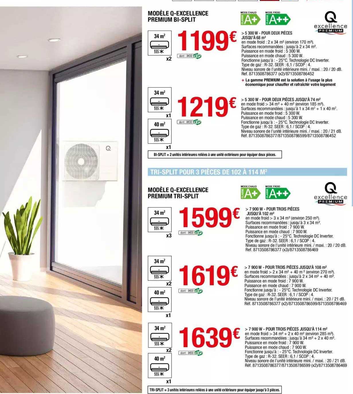 modèle q-excellence premium bi-split, modèle q-excellence premium tri-split