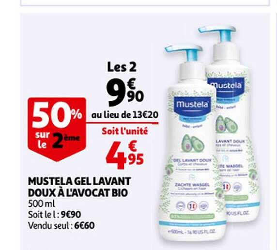 mustela gel lavant doux  à l'avocat bio