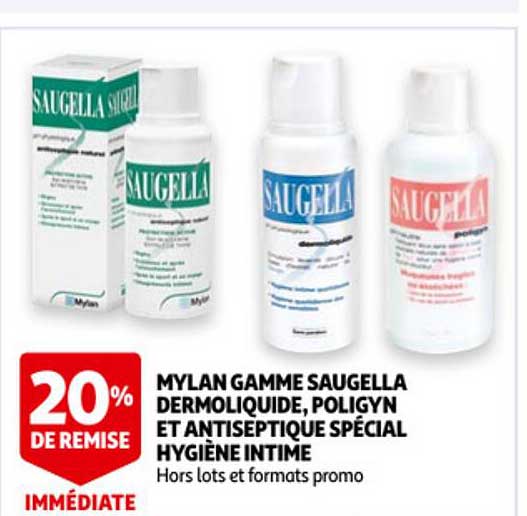 mylan gamme saugella dermoliquide, poligyn et antiseptique spécial hygiène intime