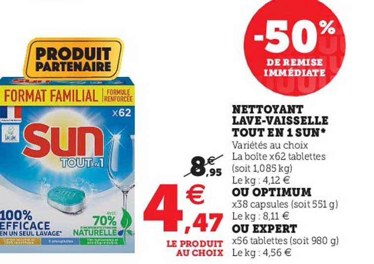 nettoyant lave-vaisselle tout en 1 sun