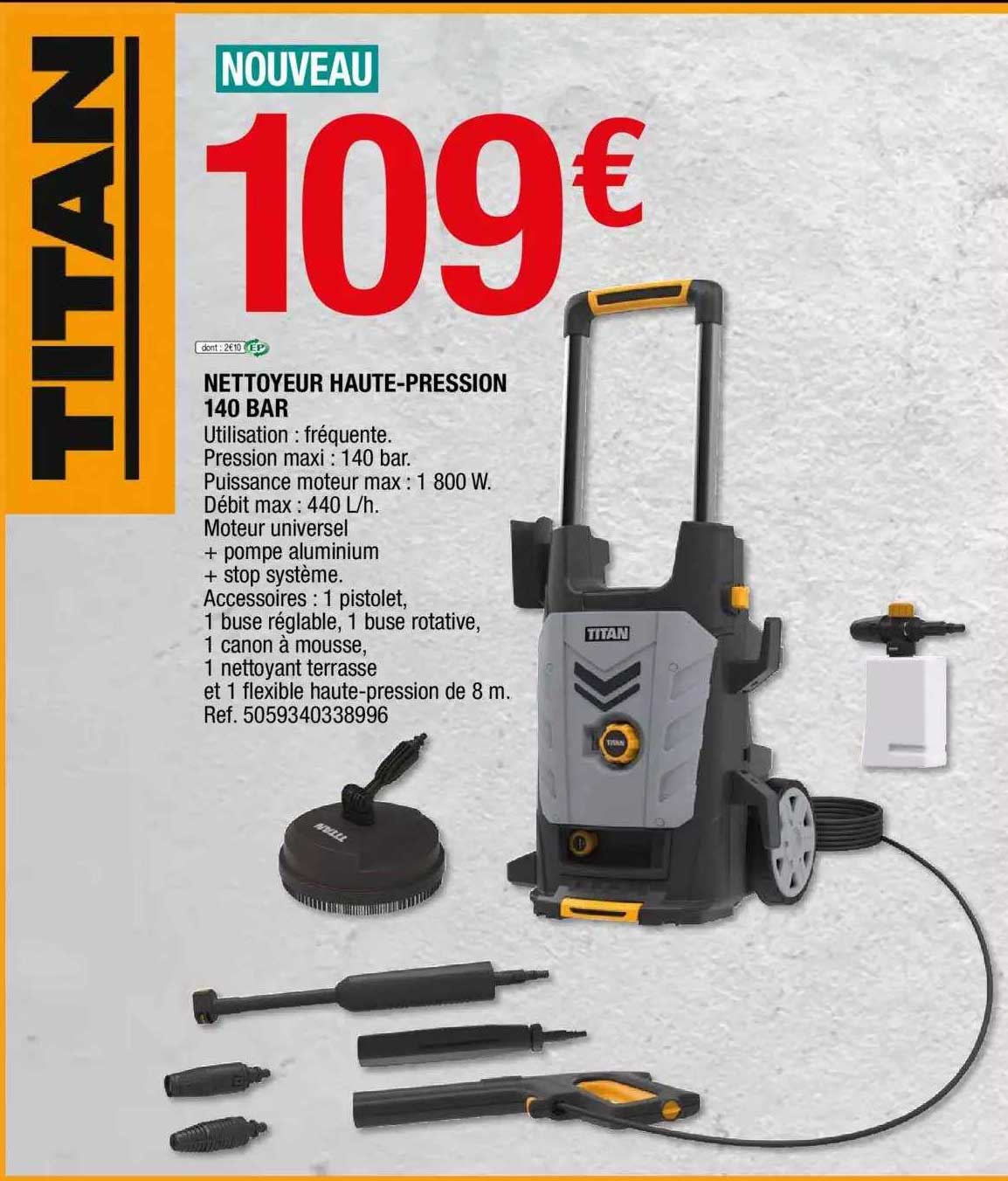 Nettoyeur Haute-pression 140 Bar Titan