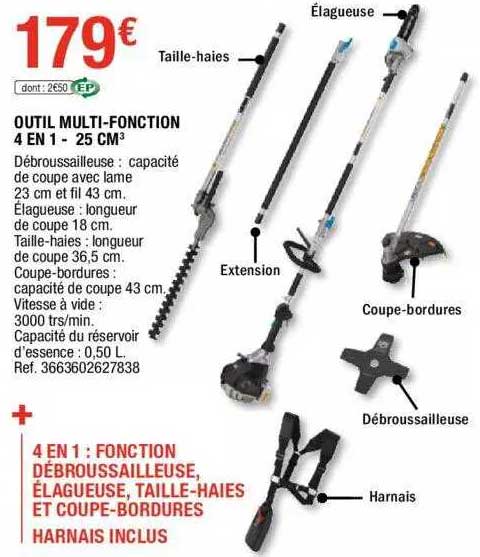 outil multi-fonction 4 en 1 - 25 cm3