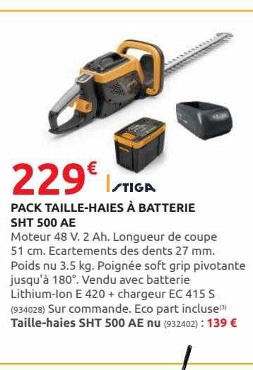 Pack Taille-haies à Batterie Sht 500 Ae Stiga