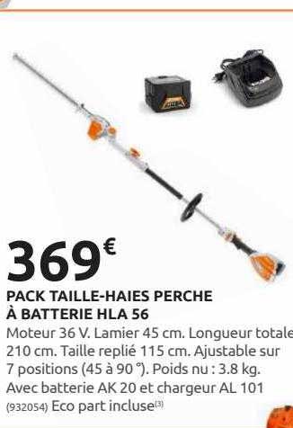 pack taille-haies perche à batterie hla 56