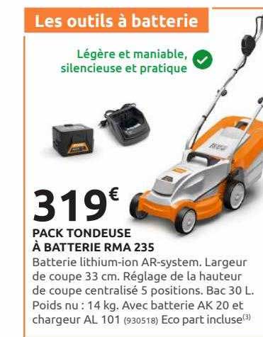 pack tondeuse à batterie rma 235