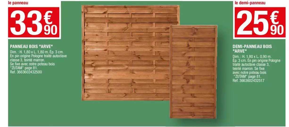 Panneau Bois "arve", Demi-panneau Bois "arve"