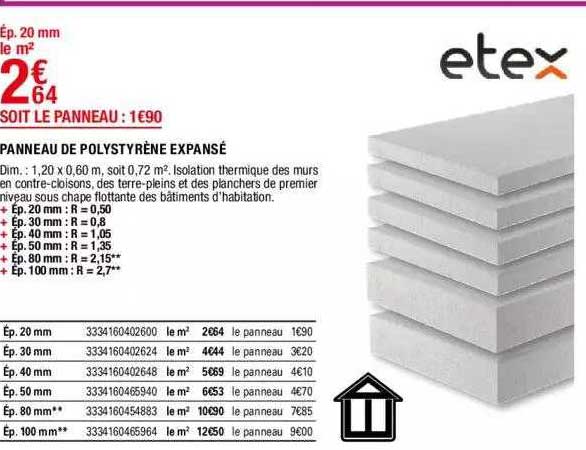 panneau de polystyrène expansé etex