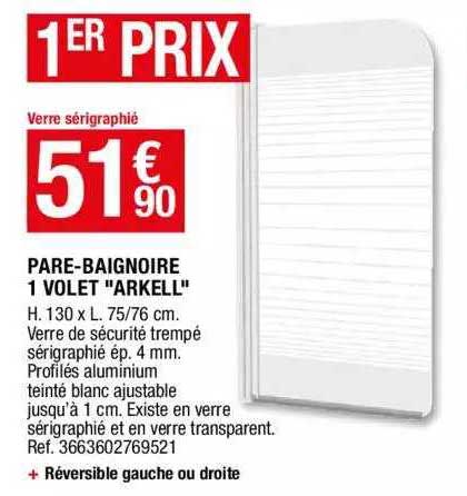 pare-baignoire 1 volet "arkell"