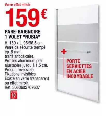 pare-baignoire 1 volet "nubia"
