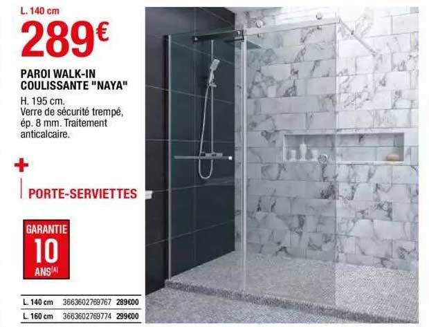 paroi walk-in coulissante "naya"