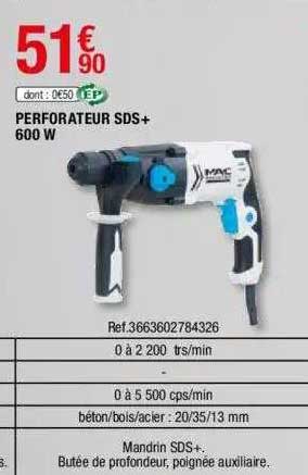 perforateur sds+ 600 w mac allister