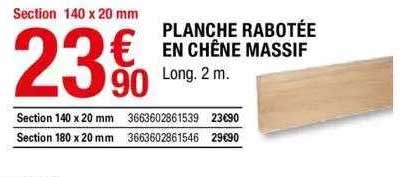 planche rabotée en chêne massif