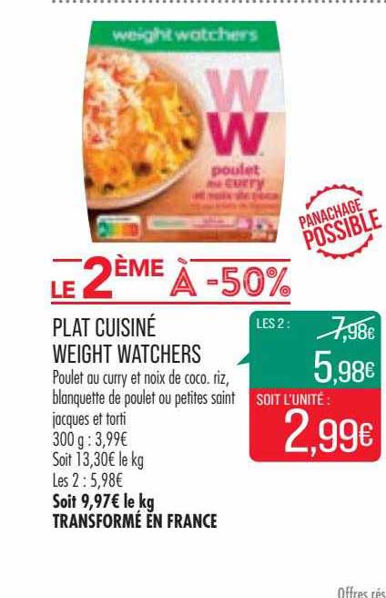 plat cuisiné weight watchers