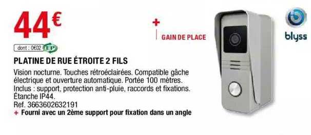 platine de rue étroite 2 fils blyss