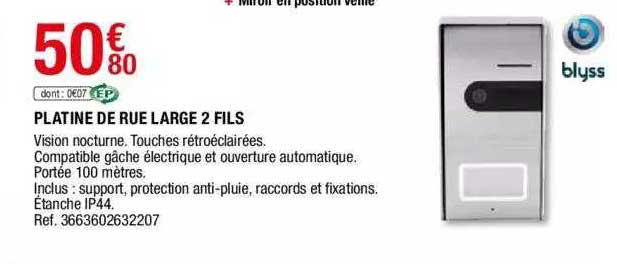 platine de rue large 2 fils blyss