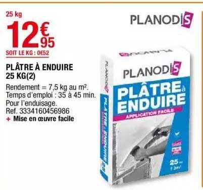 plâtre à enduire 25 kg planodis
