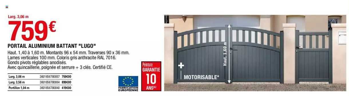 Portail Aluminium Battant "lugo"