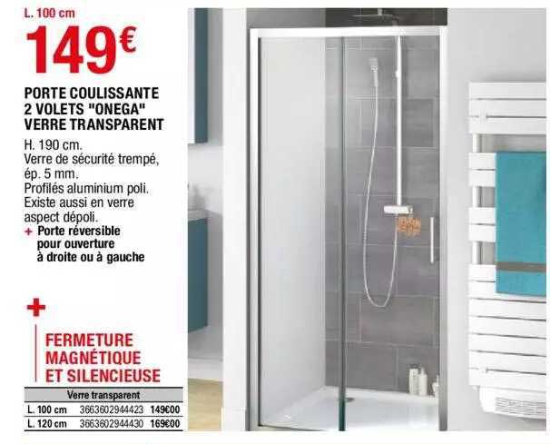 Porte Coulissante 2 Volets "onega" Verre Transparent