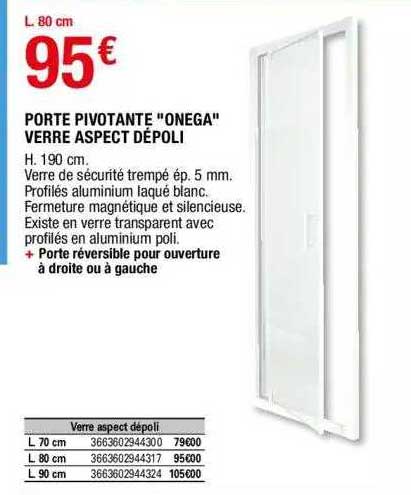 porte pivotante "onega" verre aspect dépoli