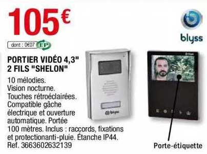 portier vidéo 4,3" 2 fils "shelon" blyss