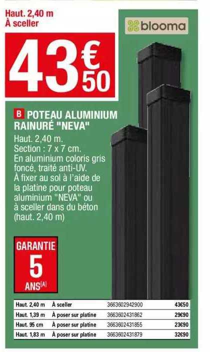 Poteau Aluminium Rainuré "neva"