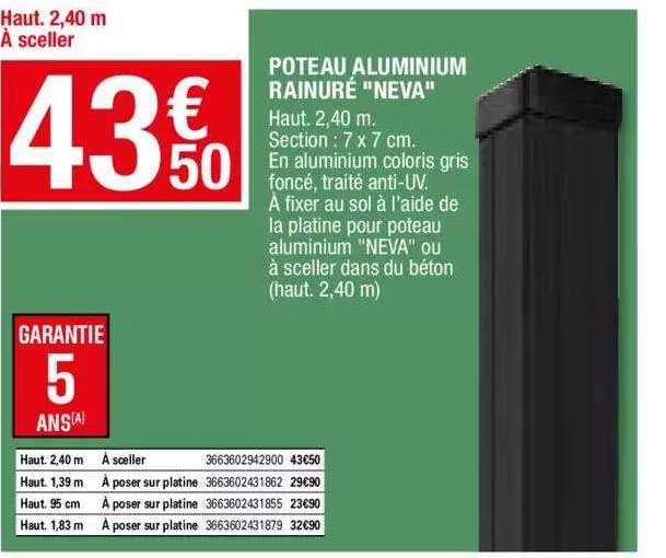 Poteau Aluminium Rainuré "neva"